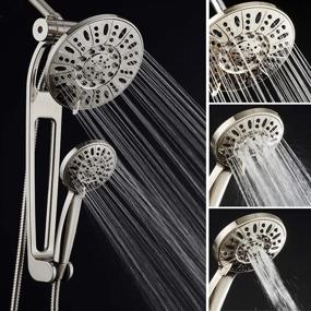 img 3 attached to AQUABAR High-Pressure 48-Mode 3-Way Shower Spa Combo With Adjustable 18" Extension Arm For Easy Reach & Mobility! Enjoy Luxury 7" Rain & Handheld Shower Head Separately Or Together! Brushed Nickel