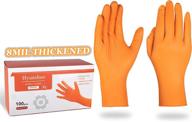 🧤 hyunshuo 8 mil industrial disposable cleaning orange gloves - powder free, box of 100 food grade, diamond texture, oil-proof logo