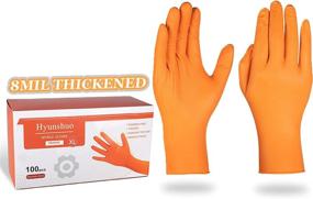img 4 attached to 🧤 Hyunshuo 8 Mil Industrial Disposable Cleaning Orange Gloves - Powder Free, Box of 100 Food Grade, Diamond Texture, Oil-proof