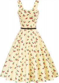 img 3 attached to Women'S Sweetheart Neck Floral Vintage Swing Dress 1950S Sleeveless With Belt