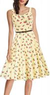 women's sweetheart neck floral vintage swing dress 1950s sleeveless with belt logo