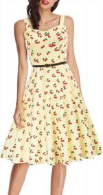 img 4 attached to Women'S Sweetheart Neck Floral Vintage Swing Dress 1950S Sleeveless With Belt