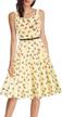women's sweetheart neck floral vintage swing dress 1950s sleeveless with belt logo
