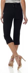 img 2 attached to Stylish Comfortable Capris For Women: Rekucci'S Wide Waist With Back Lacing Detail