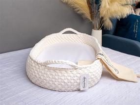 img 1 attached to 👶 Artisan Crochet Handmade Baby Changing Basket & Table Topper Station - Foldable, Natural Cotton with Handles (White)
