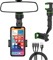 📱 360° rearview mirror phone holder: the ultimate multifunctional car smartphone mount with 3 in 1 data cable - table, vehicle seat and universal phone stand for iphone 12/13 pro max and samsung a32 2022 upgrade logo