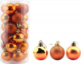 img 4 attached to 24Pcs 1.57" Small Orange Christmas Ball Ornaments Shatterproof Holiday Wedding Party Tree Decorations With Hooks Included (4Cm/1.57")