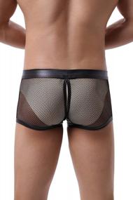 img 1 attached to Evankin Men'S Mesh And Faux Leather Clubwear Shorts With Removable Pouch And Sexy See-Through Design