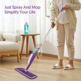 img 1 attached to 🧽 MEXERRIS Microfiber Spray Mop - 360° Rotatable Hardwood Floor Mop with 2 Refillable Bottles - Wet/Dry Cleaning for Laminate Wood Tiles - Includes 3 Reusable Pads and 1 Scrubber