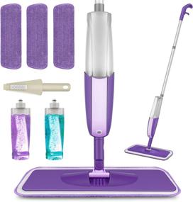 img 4 attached to 🧽 MEXERRIS Microfiber Spray Mop - 360° Rotatable Hardwood Floor Mop with 2 Refillable Bottles - Wet/Dry Cleaning for Laminate Wood Tiles - Includes 3 Reusable Pads and 1 Scrubber