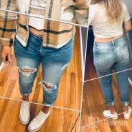 img 1 attached to Stretchy Tapered Denim Pants For Women: Ripped High Waisted Mom Jeans By GRAPENT review by Marcus Price