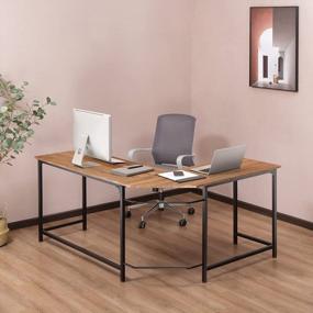 img 1 attached to Станьте продуктивнее с современным L-образным рабочим столом Zenvida для домашнего офиса