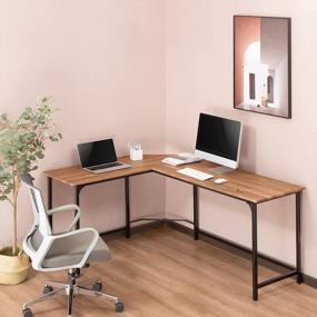 img 2 attached to Станьте продуктивнее с современным L-образным рабочим столом Zenvida для домашнего офиса