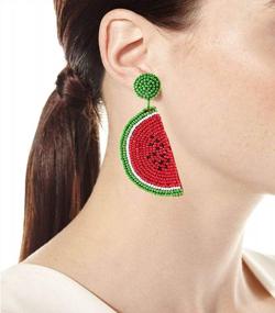 img 2 attached to Idealway Statement Dangle Fruit Earrings - Fashion Cute Pineapple Orange Watermelon Cherry Beaded Fruit Earrings For Women Jewelry