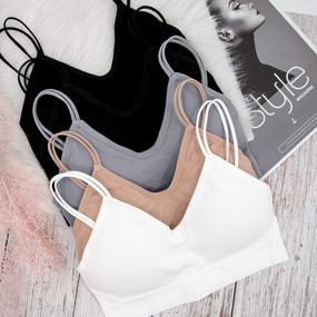 img 1 attached to Comfortable And Stylish: BQTQ'S 5-Piece Padded V-Neck Cami Tube Bra Set For Women