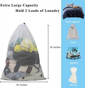 img 3 attached to 2 Pack Extra Large Mesh Bag для стирки с замком на шнурке - 24X36 дюймов, моющийся, прочный, для путешествий, колледжа, общежития, спорта и использования в квартире (белый)