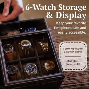 img 1 attached to HOUNDSBAY Commander Dresser Valet Watch Box Case & Mens Jewelry Organizer With Smartphone Charging Station And Cufflink Storage (Black/Gray)