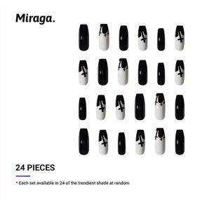 img 3 attached to Black Cross Long Press On Nails - 24 Pcs False Nails With Nail Glue For Women And Girls' DIY Acrylic Nail Art And Hand Decoration By Miraga