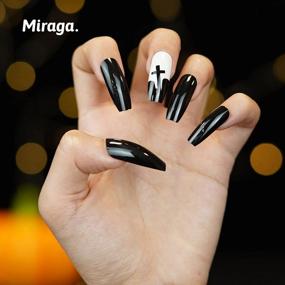 img 1 attached to Black Cross Long Press On Nails - 24 Pcs False Nails With Nail Glue For Women And Girls' DIY Acrylic Nail Art And Hand Decoration By Miraga
