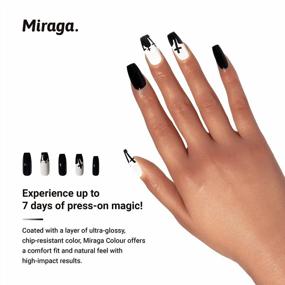 img 2 attached to Black Cross Long Press On Nails - 24 Pcs False Nails With Nail Glue For Women And Girls' DIY Acrylic Nail Art And Hand Decoration By Miraga