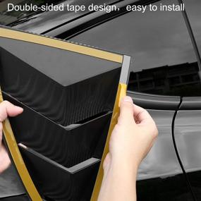 img 1 attached to 2Pcs ABS Piano Black Racing Rear Side Window Louvers Air Vent Scoop Shades Cover Blinds Exterior Accessories Compatible With Latest 2021 Tesla Model Y