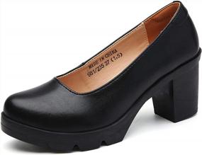 img 4 attached to Stylish And Comfortable Women'S Leather Oxfords With Platform Mid Heel, Perfect For Work And Special Occasions