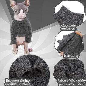 img 1 attached to 🐾 DENTRUN Sphynx Hairless Cats Shirt - Pullover Kitten T-Shirts with Sleeves, Breathable Cat Wear Turtleneck Sweater - Adorable Hairless Cat's Clothes Vest Pajamas Jumpsuit for All Seasons