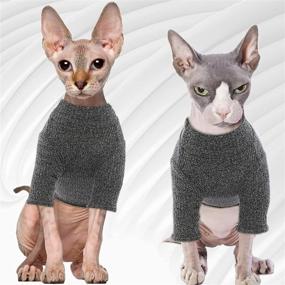 img 3 attached to 🐾 DENTRUN Sphynx Hairless Cats Shirt - Pullover Kitten T-Shirts with Sleeves, Breathable Cat Wear Turtleneck Sweater - Adorable Hairless Cat's Clothes Vest Pajamas Jumpsuit for All Seasons