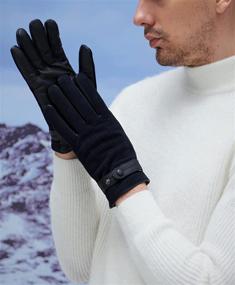 img 2 attached to Ultimate Warmth and Style: Lambskin Leather Winter Italian Touchscreen Men's Accessories at Gloves & Mittens