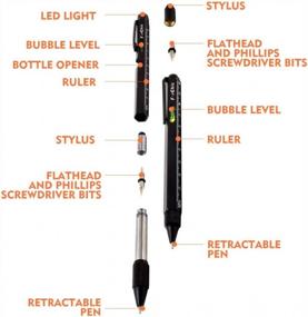 img 3 attached to Multitool Pen Set With LED Light, Touchscreen Stylus, Ruler, Level, Bottle Opener And Phillips/Flathead Screwdrivers - Perfect Christmas/Birthday Tool Gifts For Men & Women: Dad, Father Or Husband