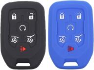 🔑 btopars 2pcs 6-button smart key fob cover case remote protector skin keyless jacket holder for chevrolet suburban tahoe (2015-2020) gmc yukon (2015-2020) - black blue логотип