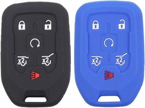 img 4 attached to 🔑 Btopars 2pcs 6-Button Smart Key Fob Cover Case Remote Protector Skin Keyless Jacket Holder for Chevrolet Suburban Tahoe (2015-2020) GMC Yukon (2015-2020) - Black Blue