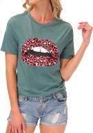 women's leopard lips t shirt funny kiss me graphic tees cotton tops logo