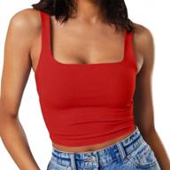 women's sexy sleeveless crop tank top - abardsion strappy square neck basic logo