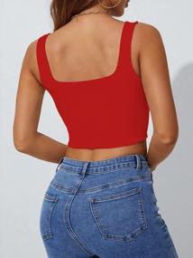 img 3 attached to Women'S Sexy Sleeveless Crop Tank Top - Abardsion Strappy Square Neck Basic