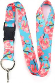 img 4 attached to Buttonsmith Cherry Blossom Premium Lanyard - With Buckle And Flat Ring - Made In The USA