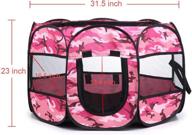 🐾 xianghuangtechnology soft fabric foldable pet dog cat puppy playpen, portable indoor/outdoor use - pet kennel cage d31.5 x h23 inch (camouflage pink) логотип