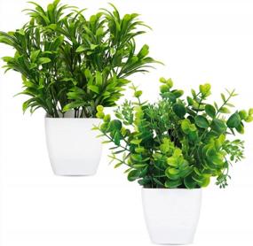 img 4 attached to Bring Nature Inside With FUNARTY Mini Artificial Potted Plants - Perfect For Home And Office Decoration