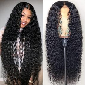 img 4 attached to Get Gorgeous Curls With ALLRUN Kinky Curly Lace Front Wig - 100% Brazilian Virgin Human Hair, Pre-Plucked With Baby Hair And 150% Density, Perfect For Women (14Inch)