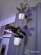 img 1 attached to POTEY Macrame Plant Hangers - Set Of 5 Hanging Plant Holders With Wood Beads And 10 Hooks For Boho Home Decor - 47.3''/40''/40''/40''/40'', Ivory review by Michael Herrera