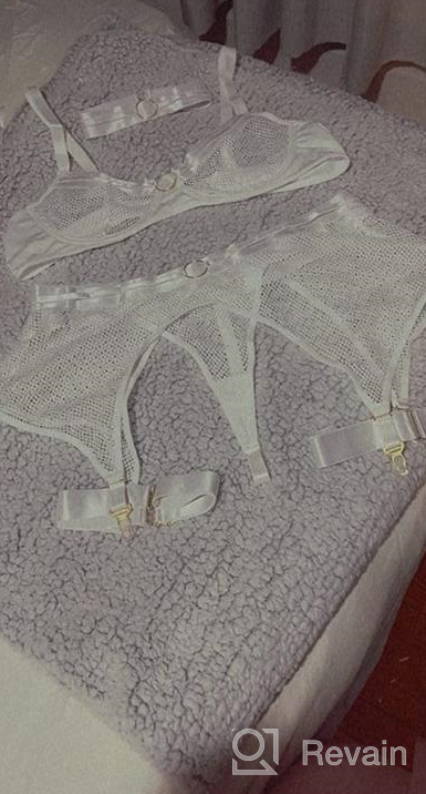 img 1 attached to Sexy Fishnet Lingerie Set For Women - 4-Piece Sheer Mesh Lace Garter Bra And Panty Set With Choker For Enhanced Sensuality review by Nick Ward