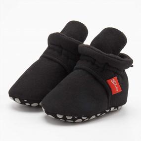 img 2 attached to Soft Fleece Non-Skid Gripper Booties For Newborns And Infants - Stay-On Slippers For Baby Boys And Girls, Perfect For First Walkers And Winter Crib Shoes