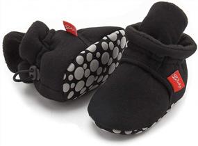 img 4 attached to Soft Fleece Non-Skid Gripper Booties For Newborns And Infants - Stay-On Slippers For Baby Boys And Girls, Perfect For First Walkers And Winter Crib Shoes