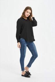 img 2 attached to Women'S V Neck Crepe Blouse Long Sleeve Button Down Shirt Top