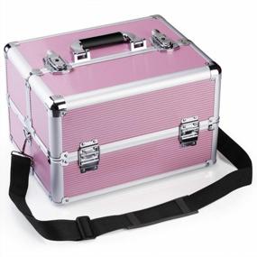 img 1 attached to Professional Rolling Makeup Case By OUDMAY - 2 In 1 Aluminum Storage Organizer With Locks & Folding Trays (Pink)