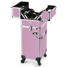 img 2 attached to Professional Rolling Makeup Case By OUDMAY - 2 In 1 Aluminum Storage Organizer With Locks & Folding Trays (Pink)