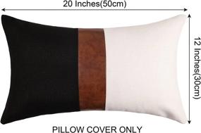 img 3 attached to Stylish And Cozy: Pack Of 2 Thick Black Linen Farmhouse Lumbar Throw Pillow Covers Perfect For Modern Sofas And Couches - 12X20 Inches