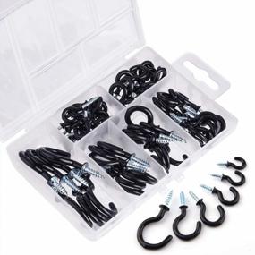img 4 attached to Organize Your Kitchen With KUUQA Cup Hook Kit - 70 Black Vinyl Coated Ceiling Screw Mug Hooks In 6 Sizes