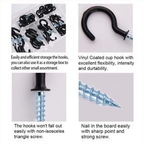 img 1 attached to Organize Your Kitchen With KUUQA Cup Hook Kit - 70 Black Vinyl Coated Ceiling Screw Mug Hooks In 6 Sizes