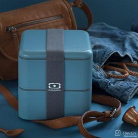 img 1 attached to 🍱 MONBENTO - Large Bento Box MB Square Denim: Leakproof Lunch Box for Work or School - BPA Free, Food Grade Safe, Blue